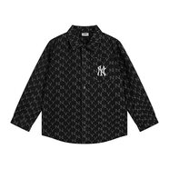 NEW ERAMLB韓國老花牛仔男女襯衫時(shí)尚寬松休閑情侶秋冬新款外套百搭 MLB黑色MLB S