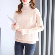 HUALIN FASHION高領(lǐng)加厚毛衣女秋冬寬松顯瘦純色針織衫60字符內(nèi) 米白色 均碼 0079【85-135】