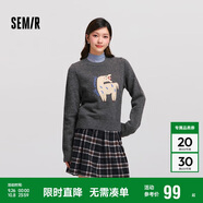 森馬（Semir）毛衣女提花衣服趣味潮流2024冬季圓領(lǐng)正肩毛衫甜酷風109724107008