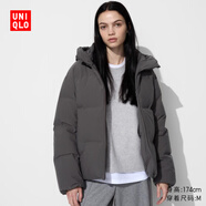 優(yōu)衣庫(kù)女裝無(wú)縫羽絨連帽外套/冰雪羽絨無(wú)縫款科技保暖外套469896 07 青灰色 S /155/80A