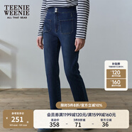 Teenie Weenie小熊復(fù)古牛仔褲長褲小腳褲黑色高腰簡約風(fēng)鉛筆褲女士 深藍(lán)色 M (165)