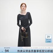 范思藍(lán)恩秋季設(shè)計(jì)感針織T恤半身裙時(shí)尚套裝女秋裝新款慵懶高腰半身裙女 深灰色（半身裙） XL