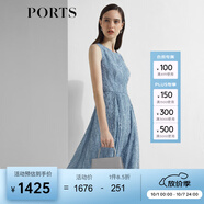 PORTS寶姿 商場(chǎng)同款新品女裝無(wú)袖不規則提花連衣裙LL8D209KFQ054 天藍色 L (8)