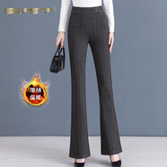 夏典素訂女王（SE.PSTP）毛呢微喇褲女士秋冬2025加絨高腰垂感新款顯瘦喇叭褲休閑長(cháng)褲女 雪花 【毛呢面料】 加絨 3XL 31碼建議135-145斤