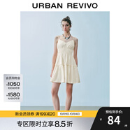 UR2025夏季新款女裝波嬉風(fēng)V領(lǐng)肌理感吊帶連衣裙UYY750019 裸杏色 XS