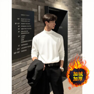 魯賓克美式德絨打底衫男款秋冬季內搭cleanfit加絨半高領(lǐng)長(cháng)袖T恤衛衣男 白色 加絨加厚 XL