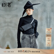 日著(zhù)酷酷風(fēng)格女裝秋季新款 打底顯瘦高領(lǐng)長(cháng)袖針織衫套頭毛衣女 寂黑 L