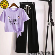G.DUCKKIDS女童衣服女大童套裝8-15歲小學(xué)生初中學(xué)生夏天服裝夏裝兩件套 紫色0101+280套裝 165 XXL碼建議身高155-160厘米