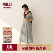無印良品（MUJI）女式 法蘭絨 立領(lǐng)長(zhǎng)袖連衣裙女裝裙子純棉連身裙25年秋季 淺米色格紋 S (155/80A)