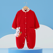 小憨鹿寶寶爬行罩衣學(xué)爬服兒童一體式連體衣爬爬服嬰兒外出玩耍防臟護衣 立體爬爬服【兔子】紅 90cm 【建議身高75-85cm】