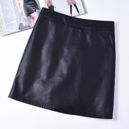 歐洲站2025秋冬新款綿羊皮短裙真皮皮裙女中腰包臀a字半身裙子 黑色 S