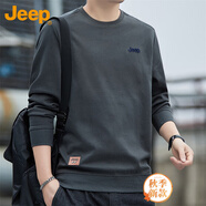 吉普（JEEP）美國正品高端翻領(lǐng)長(cháng)袖T恤上衣男春秋新款運動(dòng)休閑打底衫衛衣秋冬 8021灰綠色【長(cháng)袖】 常規 【專(zhuān)柜同款】 2XL 【適合160斤左右】