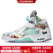 JordanAJ5Wings涂鴉高幫復古籃球鞋高幫復古籃球鞋男款彩色涂鴉 40.5