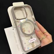 中掌柜ins風(fēng)可愛(ài)碎花小熊高級感磁吸適用于iphone16手機殼16promax保護套個(gè)性15透明14新款16pro簡(jiǎn)約13防 膚感磁吸-可愛(ài)碎花小熊灰色 iPhoneXS