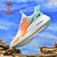 西域駱駝（VANCAMEL）赤兔男鞋春季新款透氣運動(dòng)鞋男學(xué)生體考網(wǎng)面跑步鞋大碼休閑鞋子男 白桔 【網(wǎng)面款】 37