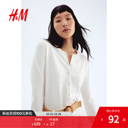 H&M【徐若晗同款】女裝毛針織衫秋慵懶短款打底衫m(xù)iu系薄開衫0579541 奶油色 M 165/96