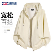 GENIOLAMODE開(kāi)衫衛衣男純色簡(jiǎn)約寬松休閑百搭重磅開(kāi)衫外套