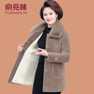 俞兆林（YUZHAOLIN）小個(gè)子?jì)寢尪b外套加絨加厚2025新款中老年女短款水貂絨毛呢大衣 106卡其色 4XL 參考135-145斤