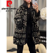 皮爾卡丹（pierre cardin）豹紋皮毛一體短外套女秋冬百搭2025新款韓版寬松顯瘦休閑夾棉加厚 黑白色【夾棉】 加厚 S