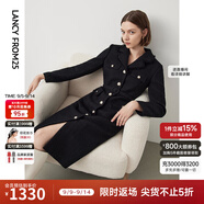 朗姿棉質(zhì)復(fù)古小香風(fēng)高級感顯瘦裙子冬季新款法式通勤連衣裙 黑色2 M