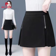 皮爾卡丹（pierre cardin）毛呢短褲女秋冬2025年新款韓版修身顯瘦泥子褲裙時(shí)尚靴褲氣質(zhì)短褲 黑色 B區7081 XL 115-125斤