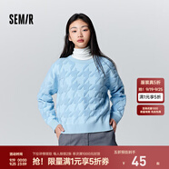 森馬毛衣女冬寬松時尚氣質(zhì)圓領針織衫優(yōu)雅千鳥格套頭衫女裝內(nèi)搭 藍色調(diào)00388 L