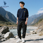 U.S. POLO ASSN.衛衣男春秋季新款圓領(lǐng)運動(dòng)休閑服外套保羅男士t恤上衣服藏青3XL