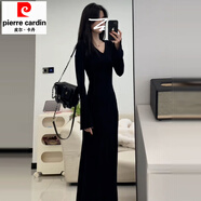 皮爾卡丹感黑色長(cháng)袖連衣裙女氣質(zhì)配大衣內搭長(cháng)裙子深秋初冬季2025新款 【黑色v領(lǐng)】版C9N46300 S 40/45kg 【送運費險/退換無(wú)憂(yōu)/現貨速發(fā)