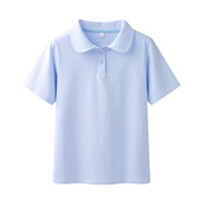 polo衫女艾米戀娃娃領(lǐng)polo衫T恤女夏季2025新款短袖T恤休閑 正肩 藍色 L (165/88A)