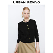 UR2026春季新款女裝休閑琥珀流光風(fēng)紐扣針織開(kāi)衫UWB950006 黑色 M