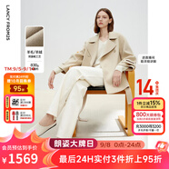 朗姿羊毛雙面呢赫本風收腰短款大衣新款氣質高級感毛呢外套 燕麥牛奶色 2XL