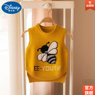 迪士尼女童馬甲毛衣中小童圓領(lǐng)套頭春秋款兒童針織衫女寶寶嬰兒薄款背心 小蜜蜂黃色 80 80適合70-80身高