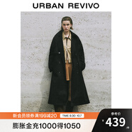 UR秋季新款女裝摩登英倫風(fēng)雙排扣收腰系帶風(fēng)衣UWM140030 黑色 (偏寬松) S