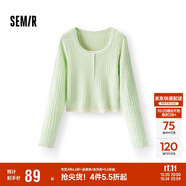 森馬毛衣女短款正肩緊身顯瘦2025春季圓領(lǐng)假兩件毛衫109125107002