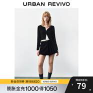 UR秋季新款女裝曠野美拉德百搭修身針織開衫UWB940014 黑色 XS