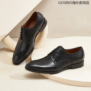 皮爾卡丹（pierre cardin）男鞋牛皮奢華尊貴經(jīng)典布洛克雕花皮鞋商務(wù)正裝皮鞋宴會(huì )鞋皮鞋男 黑色 37