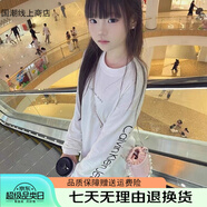 CKJ CALVIN KLEIN JEANS重磅純棉CK長袖T恤男女新款字母印花上衣寬松百搭學(xué)生圓領(lǐng)長袖T恤 長袖印花白色 M 碼  建議（100-120斤）