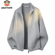 大嘴猴（paul frank）開(kāi)衫毛衣男士保暖外套男冬季復古寬松毛線(xiàn)針織衫男裝 灰色 3XL