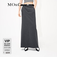 MO&Co.簡約高腰后開叉長款半身裙長裙白色灰色設(shè)計感裙子摩安珂 深花灰色-第1批 M 165
