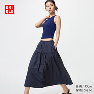 優(yōu)衣庫女裝棉質(zhì)抽褶裙/層疊半身裙25春夏新款481043 483572 481043/69藏青色 S /155/62A