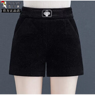 啄木鳥(niǎo)水貂絨短褲女秋冬季新款2025燈芯絨加厚女士外穿冬天配靴褲子 黑色034 XL