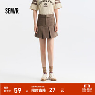 森馬半身裙女純色短裙小個(gè)子俏皮時(shí)尚24夏季純棉百褶裙復(fù)古 咖啡50892 M