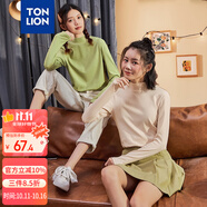 唐獅（TonLion）2021打底衫女內(nèi)搭長袖T恤半高領(lǐng)短款上衣 加絨/米杏色/二批 S 