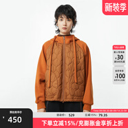 幻走（MOVEUP）2024冬季新款.FUN系列連帽趣味繡花設計師短款棉外套女 橡木棕 L