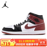 耐克NIKE男子休閑鞋喬丹AJ1 JORDAN1中幫運動鞋HF3216-102黑白紅42