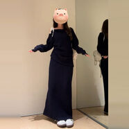 秋冬款韓國(guó)氛圍服裝長(zhǎng)裙女子早秋2025新設(shè)計(jì)上衣和裙子兩件套 2024別致簡(jiǎn)約大方得體穿搭 L