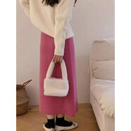 溥畔針織半身裙女春秋高級感顯瘦百搭加厚毛呢半裙直筒中長(cháng)款包臀裙子 玫紅色[超高質(zhì)量版本] S 均碼