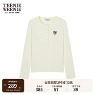 Teenie Weenie小熊秋季正肩修身長(cháng)袖T恤打底衫白色柔軟短款上衣女 象牙白 XS (155)