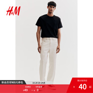 H&M男裝女裝T恤秋季透氣圓領(lǐng)短袖運(yùn)動(dòng)上衣短袖內(nèi)搭打底衫0685816 黑色 M 175/100