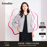 珂萊蒂爾商場同款女裝春夏七分袖短外套百搭顯瘦直筒型上衣 淺灰 L